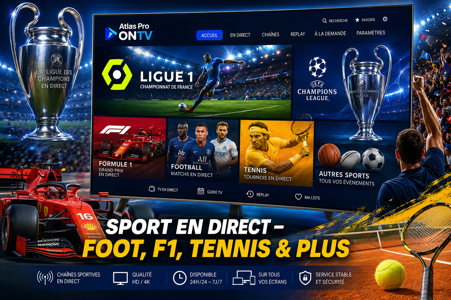 Chaînes sportives en direct sur Atlas Pro ONTV