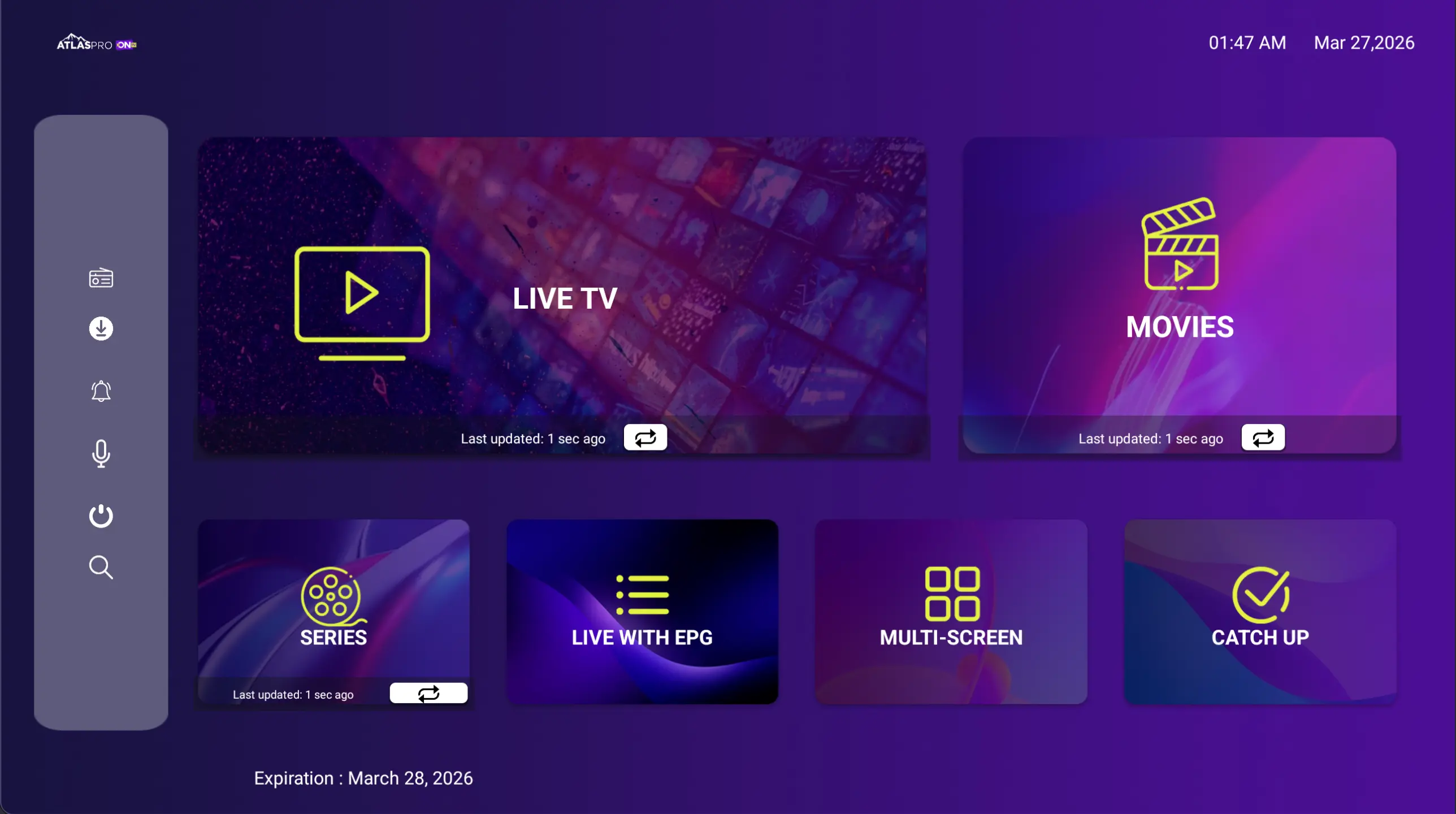 Atlas Pro ONTV tableau de bord