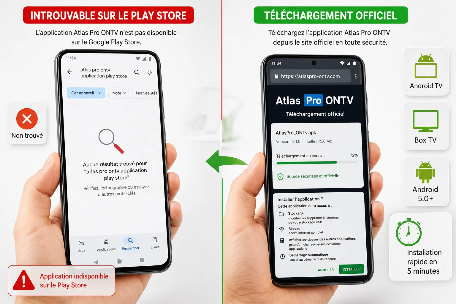 Disponibilité de l’application Atlas Pro ONTV sur Play Store